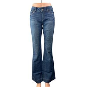 Seven7 Women's Blue Mid Rise High Waisted Bootcut Flare Denim Jeans Pants Sz 28